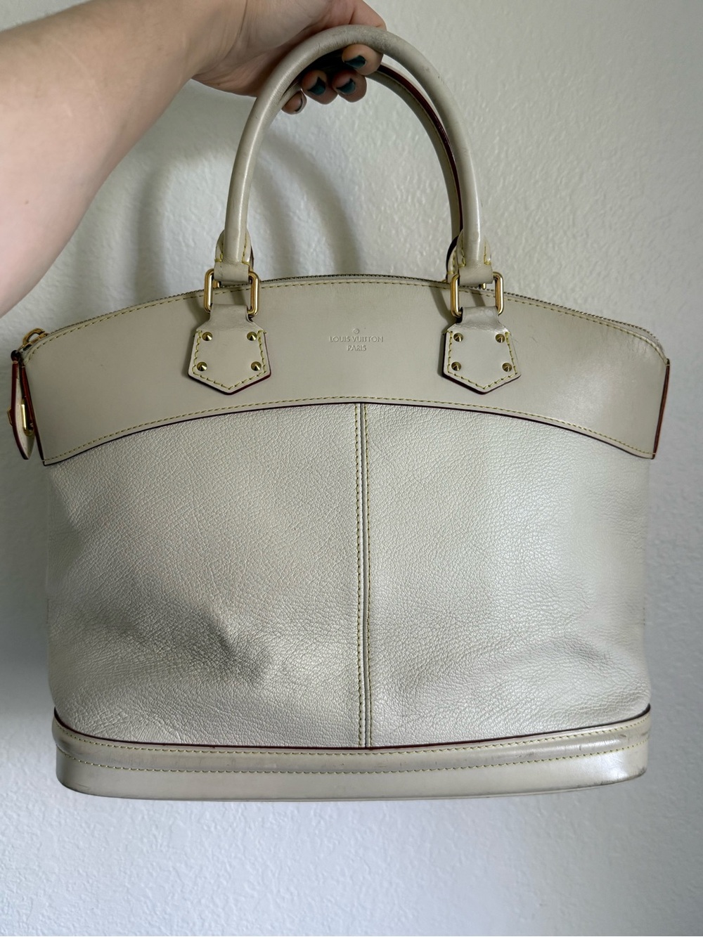 Louis Vuitton Cream/Beige Leather Top-Handle Tote